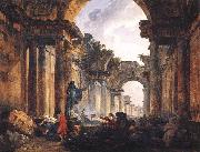 ROBERT, Hubert Imaginary View of the Grande Galerie in the Louvre in Ruins AG oil